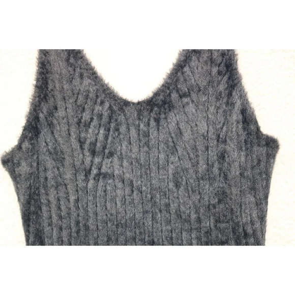 Freshman 1996 Black Fuzzy Slip Dress and Sweater-Bodycon-Ribbed-Size Large-Midi - Picture 6 of 14